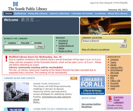 Seattle Public Library emergency alerts module